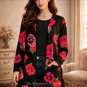 LuLaRoe Rose Print Long Duster Cardigan | XL
